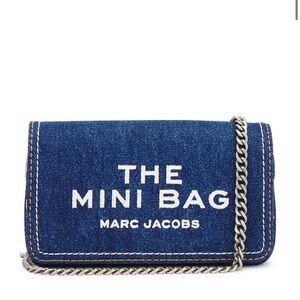 Marc Jacobs The Mini Bag Denim Blue with Silver Chain